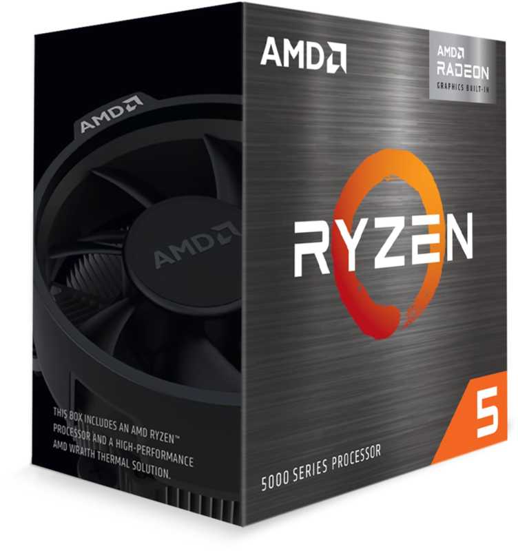 AMD Ryzen 5 5600G 6-Core 12-Thread (65W), 3,9/4,4 GHz, 19 MB cache, Radeon Graphics, Socket AM4, boxad med Wraith Stealth-kylare