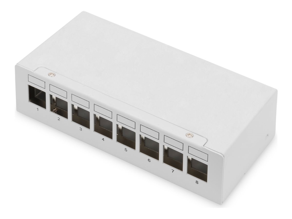 DIGITUS - Patch-panel - modular - väggmontering, bord - skärmad - RJ-45 X 8 - ljusgrå, RAL 7035 - 1U - 10