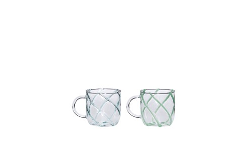 Hübsch - Kiosk Glass Mugs Swirl - Green - 9x13xh10cm, bild 3