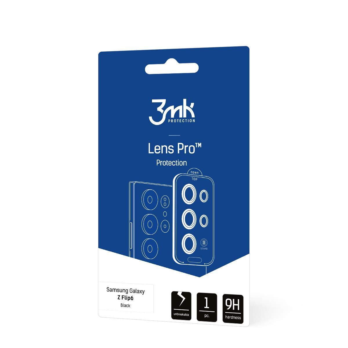 Härdat glas för kameralins – 3mk Lens Protection Pro Black till Samsung Galaxy Z Flip 6, bild 2