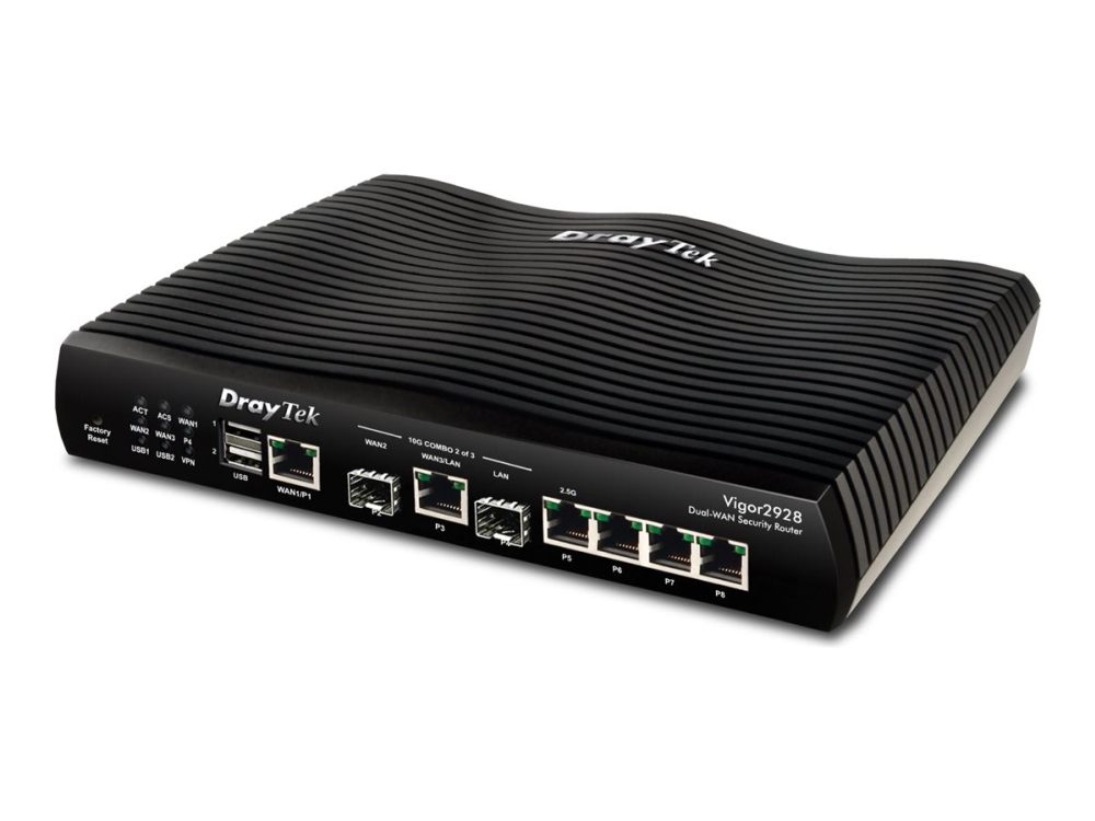 DrayTek Vigor 2928 router Dual WAN 10GbE SFP+/RJ-45 WAN Failover LoadBalance 50xVPN 8xVLAN