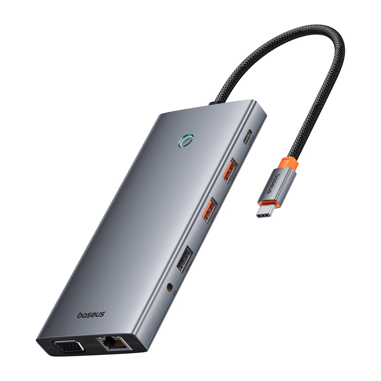 HUB Baseus PortalJoy 13in1 USB-C - 2x HDMI/DP/VGA/USB-A 3.1/USB-C 3.1/PD/RJ45/SD/TF/AUX - grå, bild 2