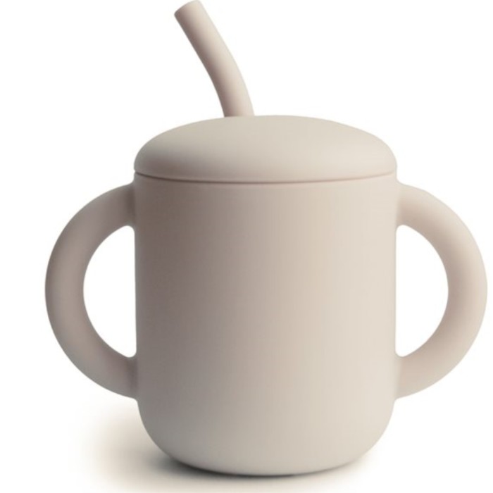 Mushie Mugg med Sugrör Silikon, Shifting Sand