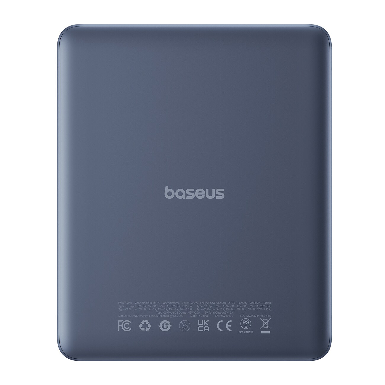 Baseus Blade2 12 000 mAh 65 W powerbank m/digital display (USB-C–USB-C 100 W 50 cm kabel) – blå, bild 2
