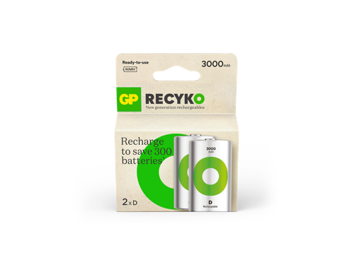 GP - ReCyko Rechargeable Battery, Size D, 3000 mAh, 1.2V (2-pack), bild 2