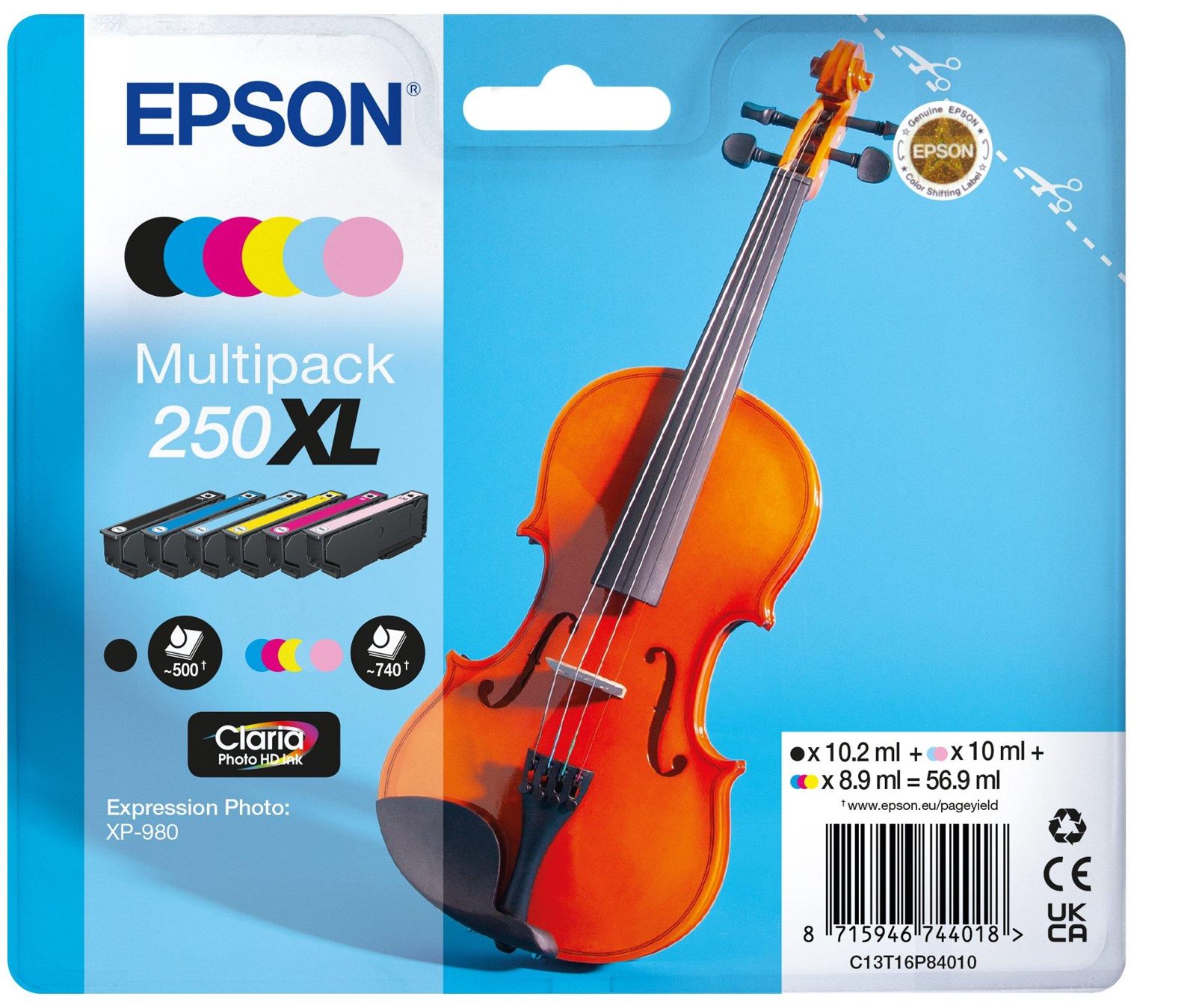 Epson 250XL Multipack 6 färger, svart/gul/cyan/ljus cyan/magenta/ljus magenta, bild 3