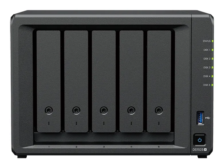 Synology DiskStation DS1525neo+, NAS, Skrivbord, AMD Ryzen, V1500B, 4 GB, DDR4
