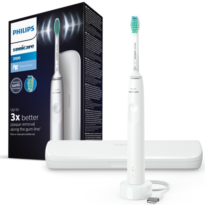 Philips Sonicare 3100 Series Sonic Electric Toothbrush & Travelbag White