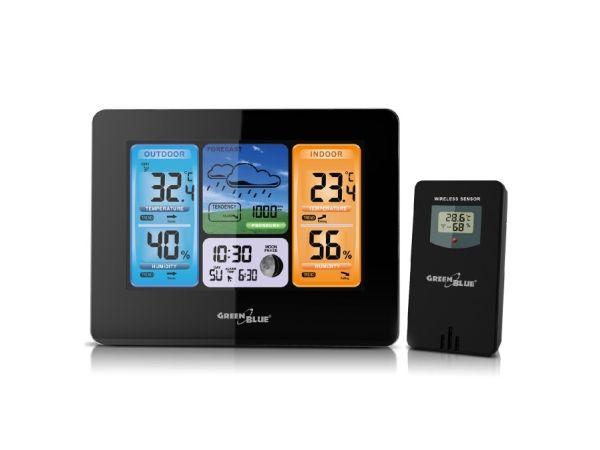 Greenblue GB526, Svart, Utomhustermometer, Termometer, Hygrometer, Termometer, -20 - 95%, -20 - 95%