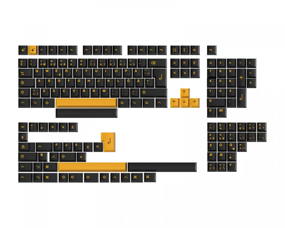 MaxCustom MxG x Milkyway Keycap set (ISO) - Black & Yellow