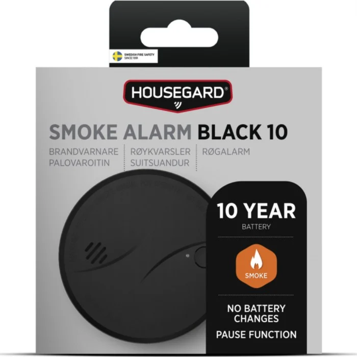 Housegard Black 10 brandvarnare med inbyggt 10-årsbatteri