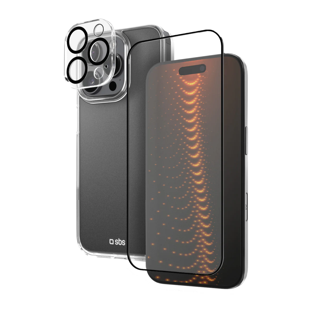 SBS-set med D3O-teknik för iPhone 16 Pro - fodral + glasskärm och kameraskydd - transparent