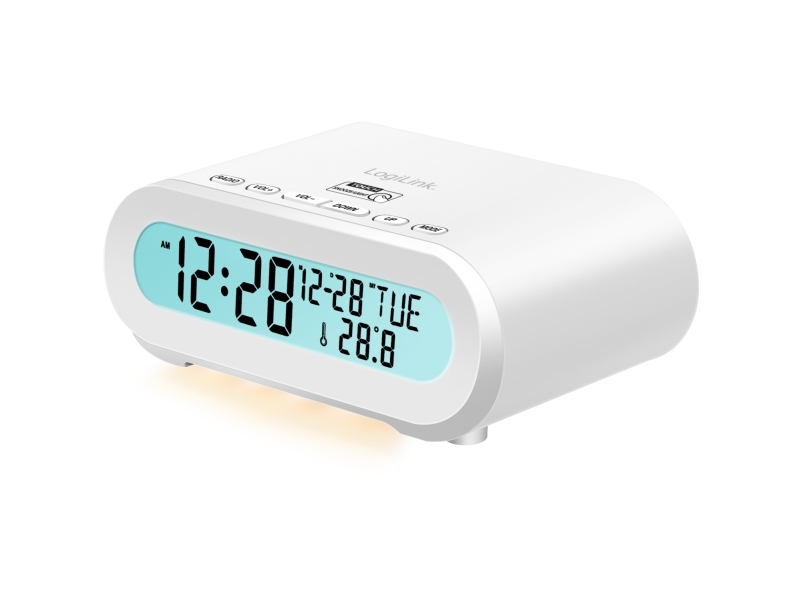 Klockradio Temp/fuktighet USB-C/Batteridrift Vit
