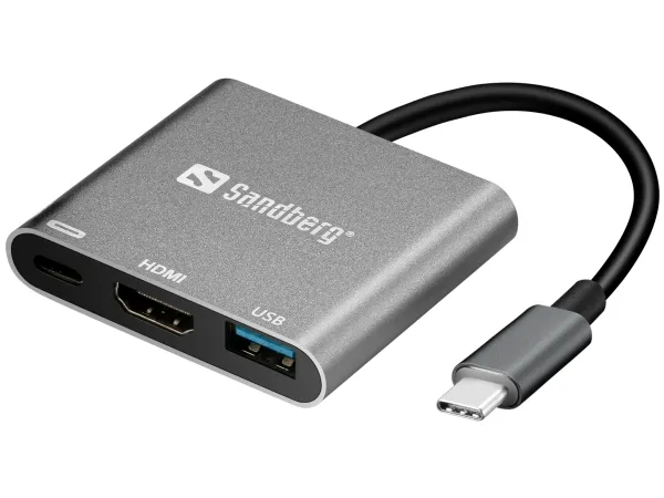 Sandberg Dock, USB-C Mini + HDMI + USB, vit