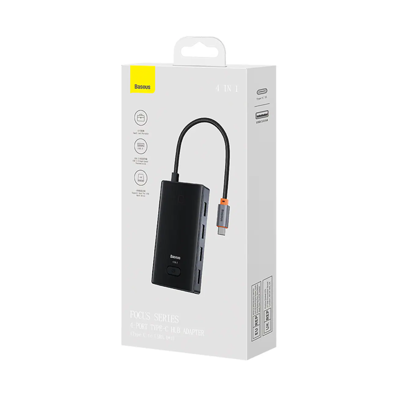 Baseus PioneerJoy 4xUSB-A 3.0 USB-C-hubb – grå, bild 5