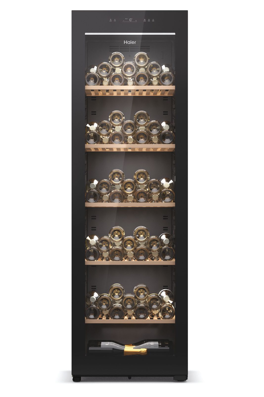 Haier Wine Bank 60 Series 7 HWS247GEH1, Vinkylare med kompressor, Fristående, 247 flaska/flaskor, G, Inbyggd lampa, Svart