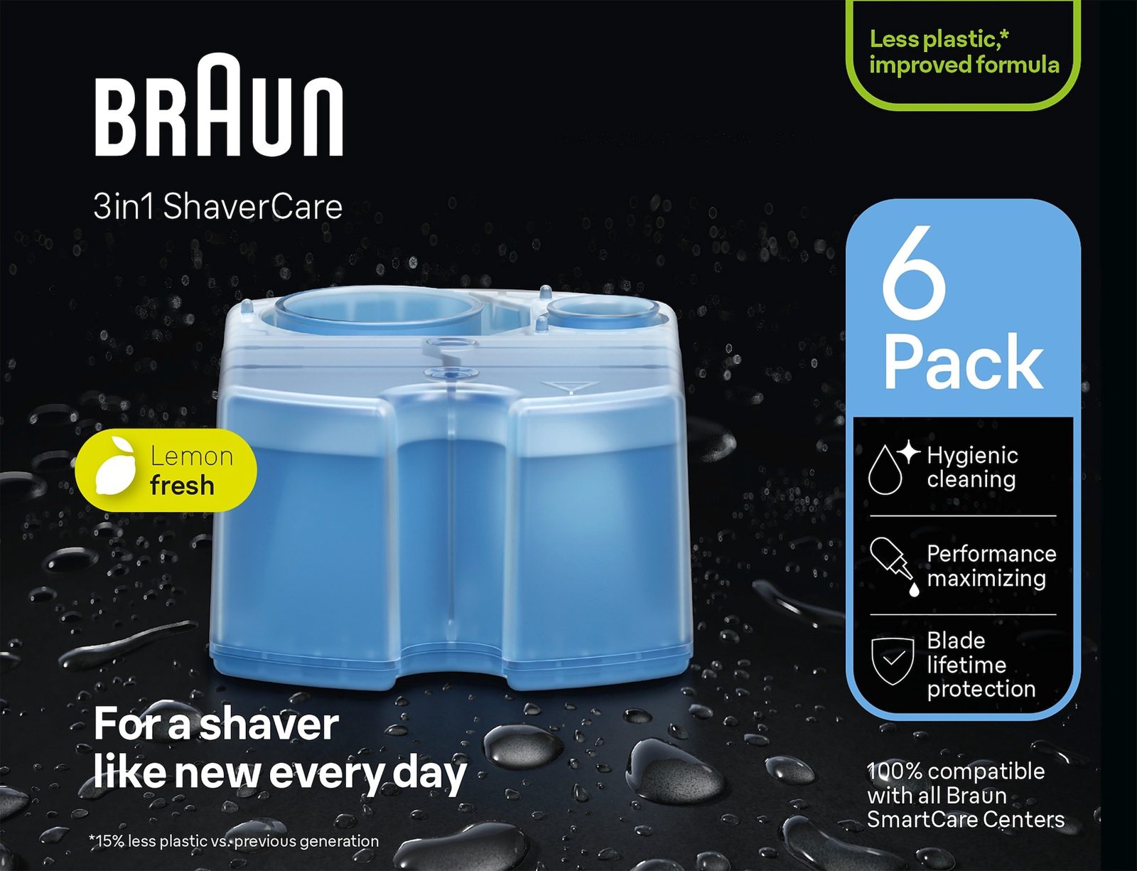Braun CCR6 3-i-1 Shaver Care-rengöringspatroner, 6 st