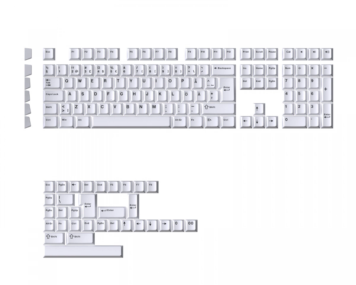 MaxCustom Essential BoW Cherry Double-Shot PBT Keycaps Nordic - Vit
