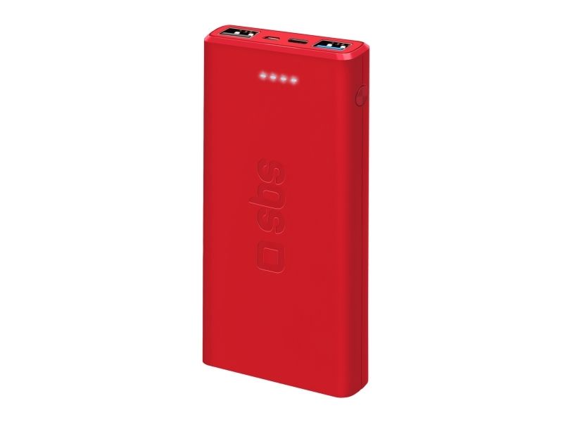 SBS snabbopladende powerbank. 10 000 mAh. Rød