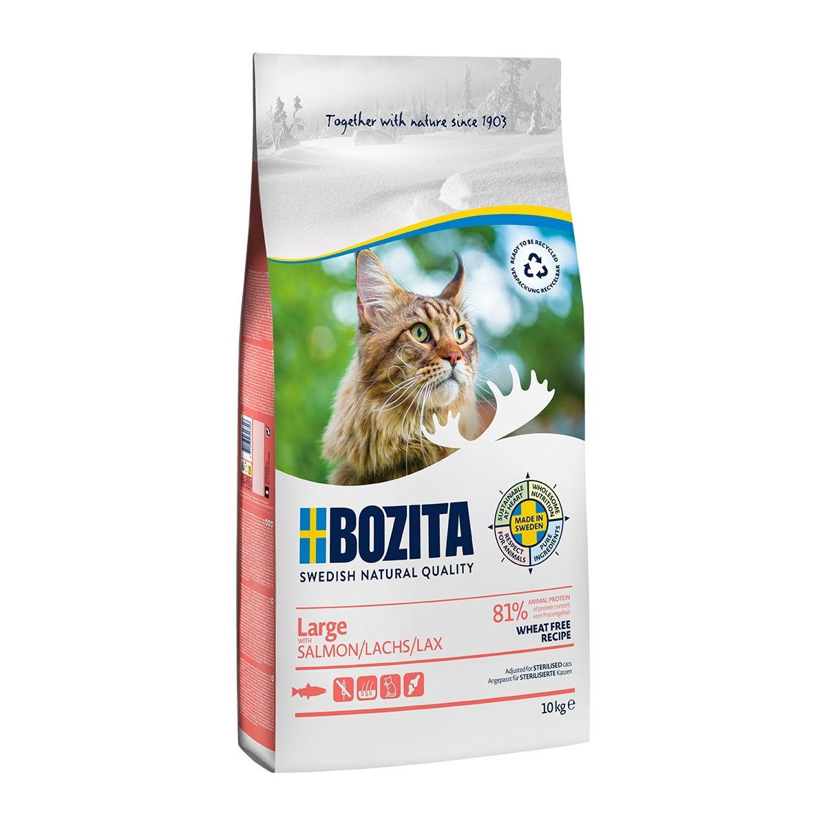 Bozita Large Wheat Free Salmon Torrfoder till Katt 10 kg, bild 2
