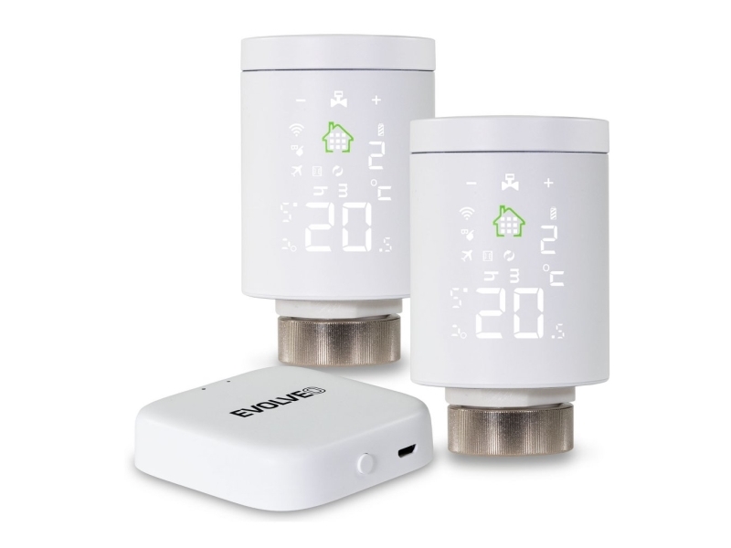 EVOLVEO Heat M30 Starter Pack, 2 × smart termostathuvud för radiator och centralenhet