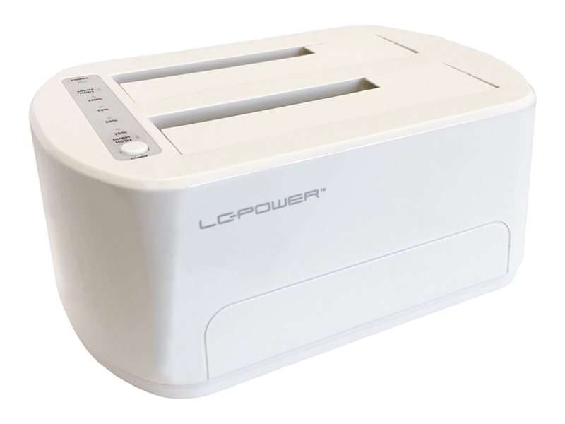 LC Power LC-DOCK-U3-VI - HDD / SSD dockningsstation - 2.5, 3.5 - 2 Kanal - SATA - USB 3.2 (Gen 2x1) - vit, äggskal