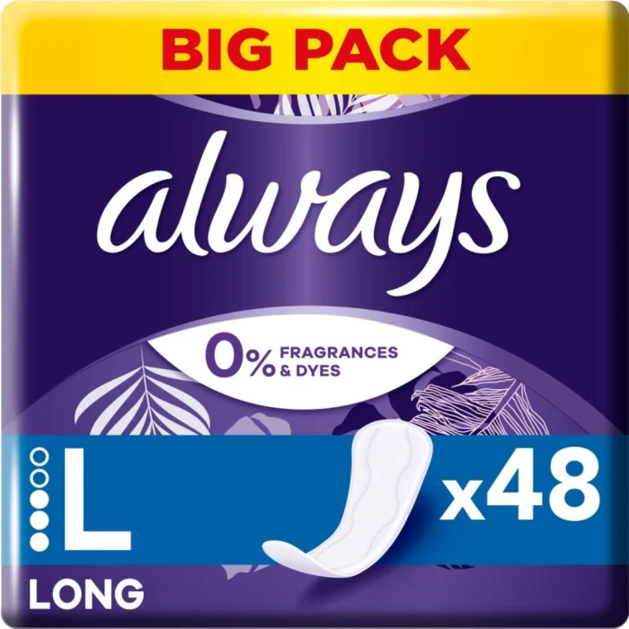 Always Daily Protect Long Panty Liners 0 % Fragrances & Dyes