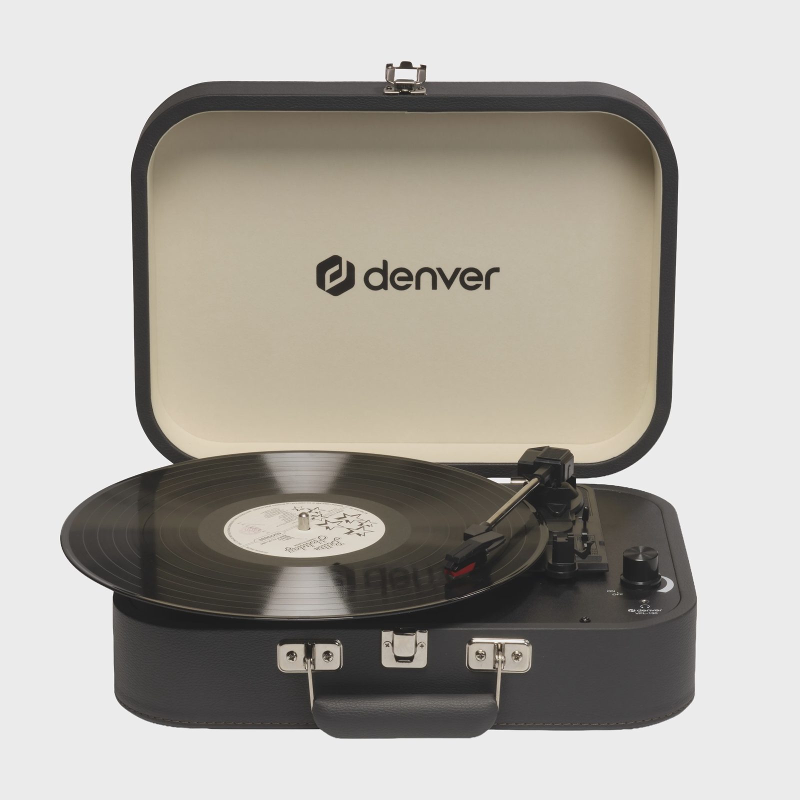 DENVER VPL-130DGR Retro designed suitcase turntable with PC recording via USB - Skivspelare Black