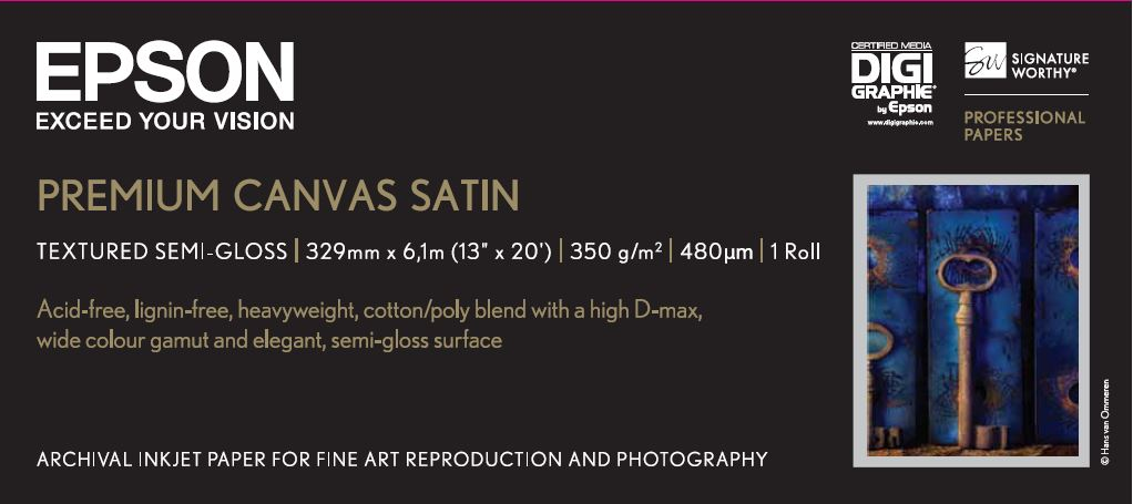 Epson Premier Art Water Resistant Canvas Satin, 13"/330mm, 350g/m2, rulle 6 meter, bild 2