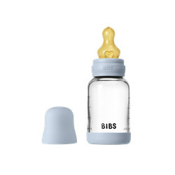 BIBS Glass Baby Bottle Round Latex 120 ml Slow Flow Baby Blue, bild 3