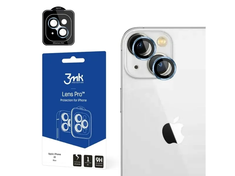 3mk Lens Protection Pro-kameraskydd med blå ram för iPhone 15, bild 4