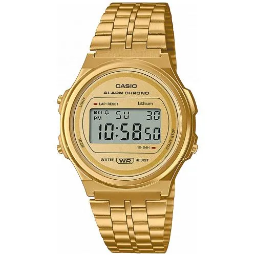 Casio A171WEG-9AEF digital klocka, vattentålig, guldfärgad
