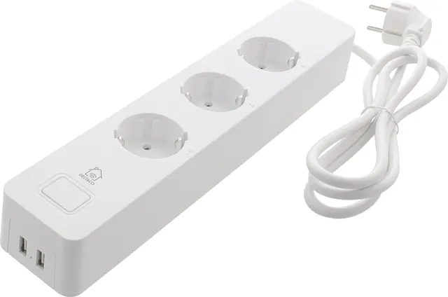 Deltaco Sh-P03USB2 Uttag, 3 X Kontakt + 2 X usb-port