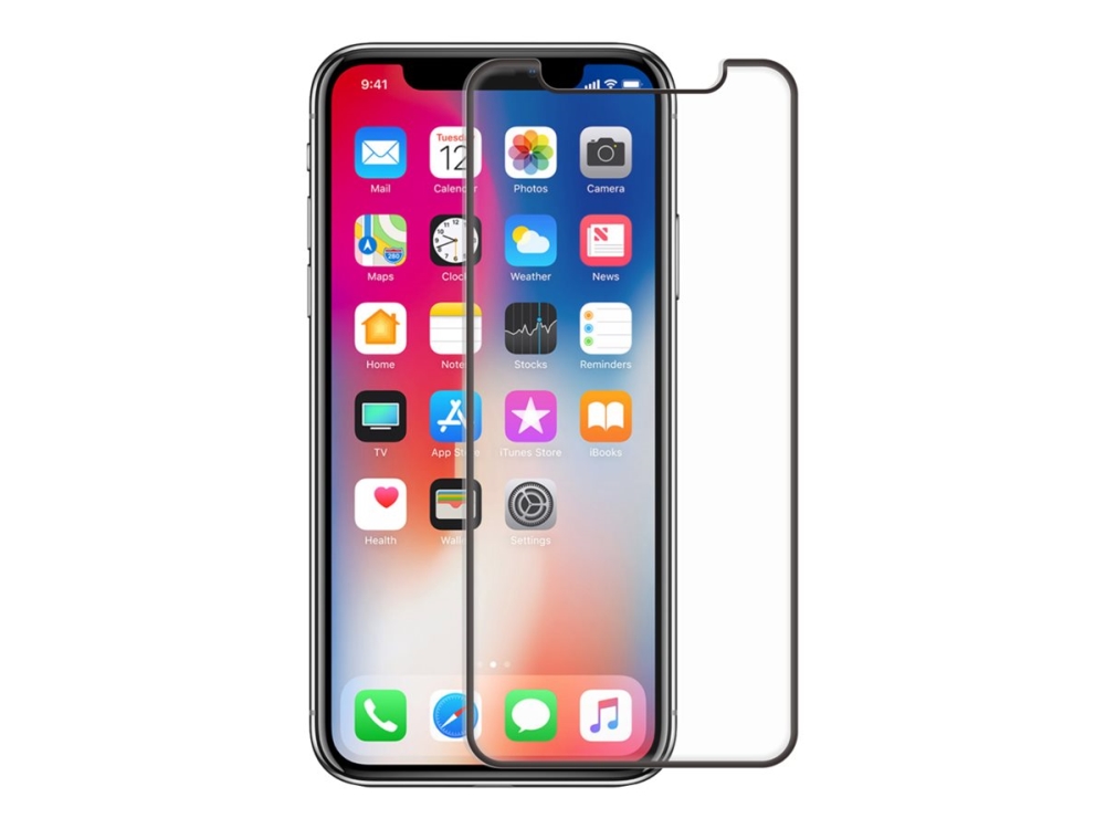Screenor Privacy 360 - Skärmskydd för mobiltelefon - glas - ramfärg svart - för Apple iPhone 12, 12 Pro