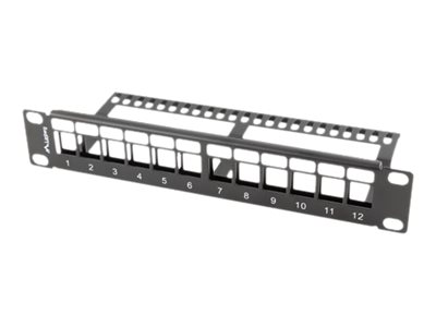 10" Patchpanel Lanberg, 12 portar, Keystone, 1U, metall - Svart