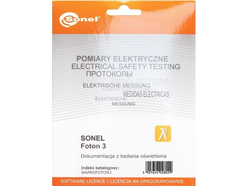 Sonel program SONEL FOTON 3 /belysningsmätningar/ WAPROFOTON3
