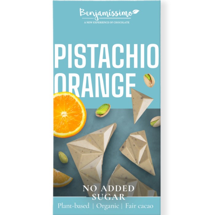 Benjamissimo Choklad Sockerfri, Pistage & Apelsin, 60 g