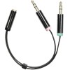 DELTACO Adapter 2x 3.5 mm ha till 3.5 mm ho 4-pin Svart 10 cm, bild 3