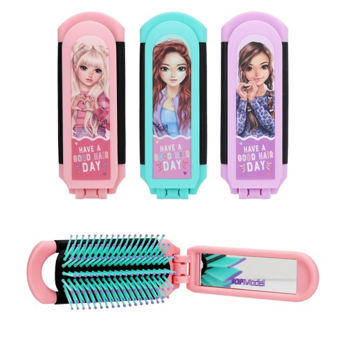 Topmodel - Folding Hairbrush with Mirror - Compact