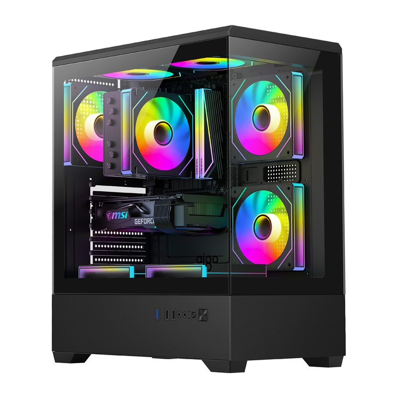 Darkflash C365 Computer Case + 5 Fans - Chassi - Svart