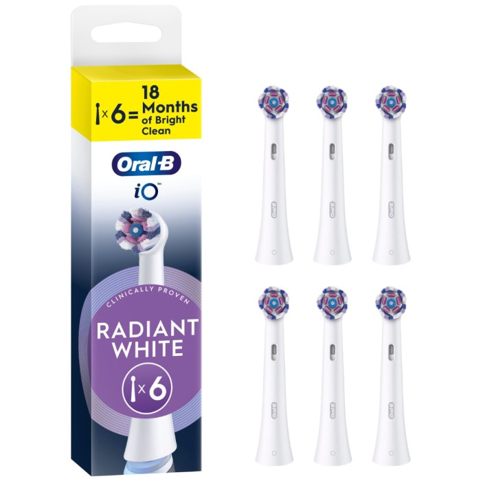 Oral-B iO Radiant White borsthuvuden 6 st, vit