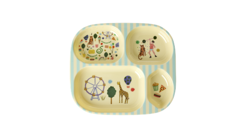 Rice - Melamine Kids 4 Room Plate with Fun Fair Print - Mint, bild 3