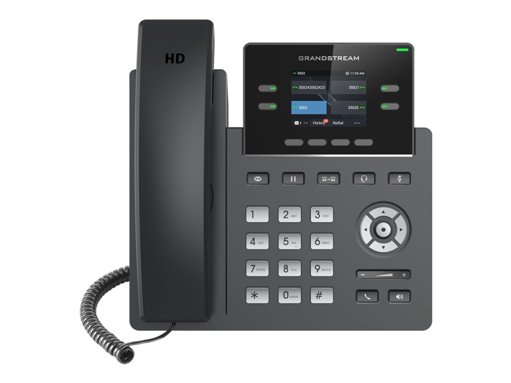 Grandstream GRP2612 - VoIP-telefon med nummerpresentation/samtal väntar - 3-riktad samtalsförmåg - SIP, RTCP, RTP, SRTP - 4 linjer