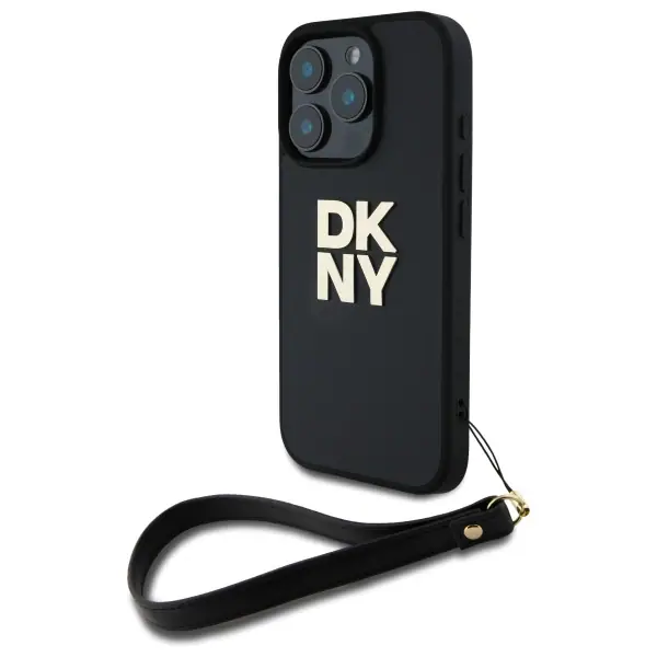DKNY DKNY DKHCP16XPBSWSK iPhone 16 Pro Max 6,9 svart hardcase med handledsrem med logotryck