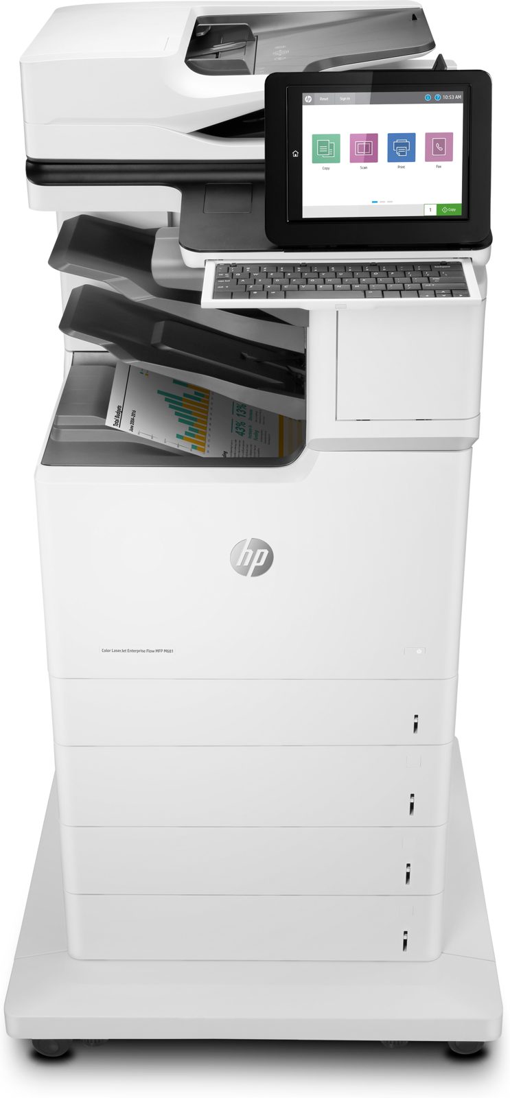 HP Color LaserJet Enterprise Flow MFP M681z, färglaserskrivare + scanner + kopiator + fax, 47/47 ppm, A4, duplex, USB/GigaLAN, bild 2