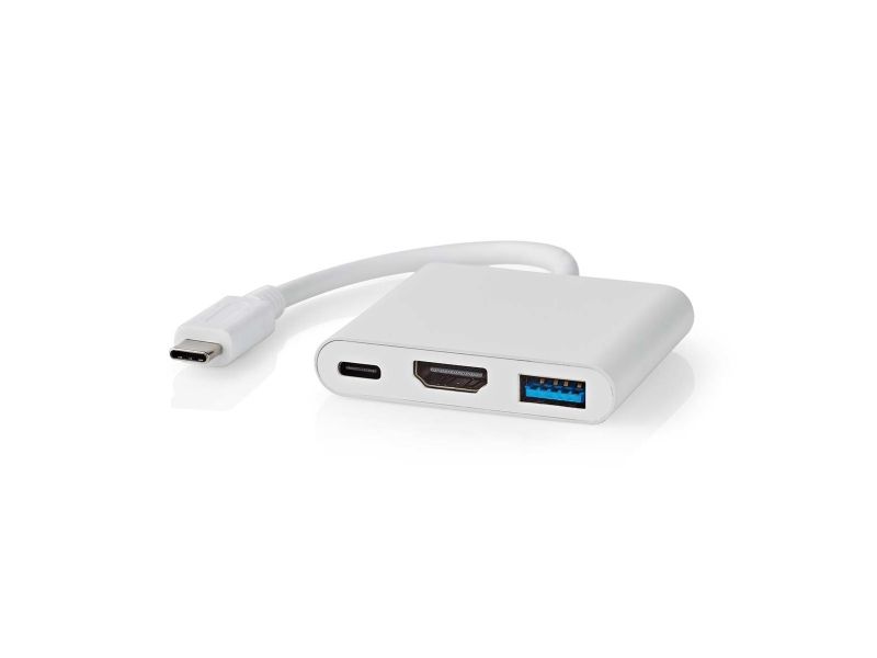 Nedis USB-multiportadapter USB 3.2 Gen 1 - USB-C™-hane, HDMI™-utgång, USB-A-hona, USB-C™-hona, 5 Gbps, vit