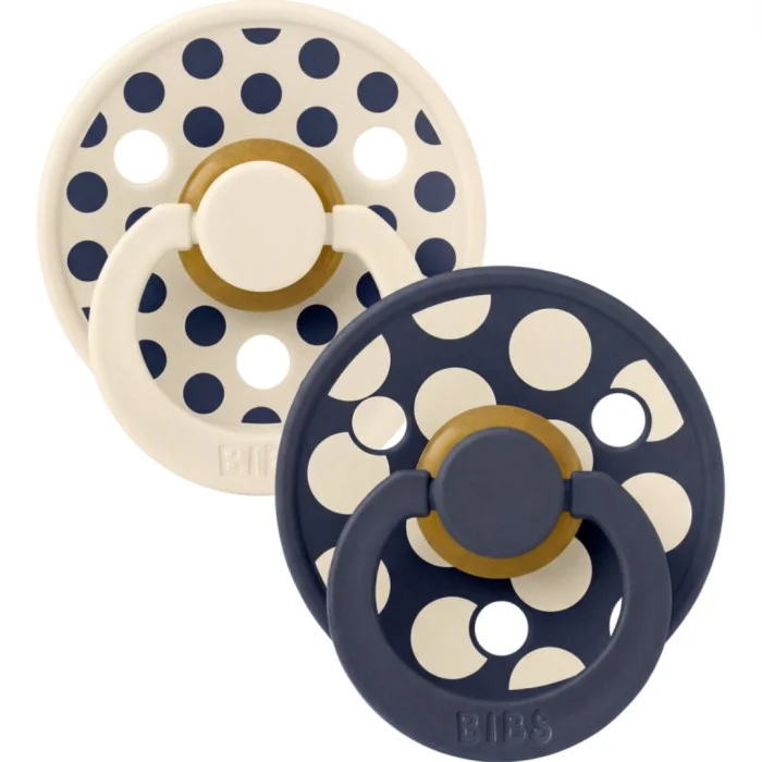 BIBS Pacifier Studio Colour 2-pack Polka Mix Latex Size 3 Ivory/Deep Space