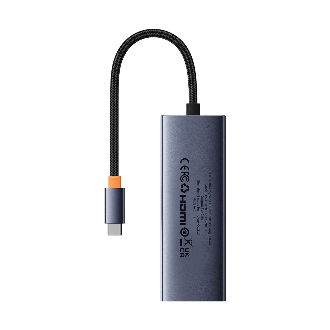 Baseus UltraJoy-serien 5-i-1-hubb USB-C till 1x HDMI 4K@30Hz + 4 x USB-A 3.0 – grå, bild 2