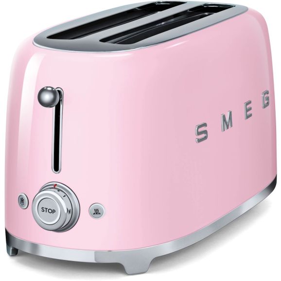 Smeg 50''s Style Brödrost TSF02PKEU Rosa, 4 skivor, Rosa, Rostfritt stål, Knappar, Rostfritt stål, 1500 W