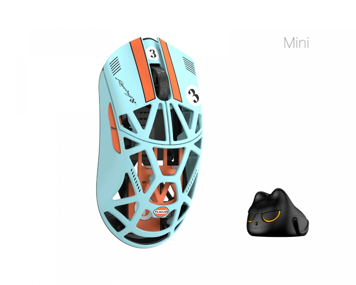 WLMouse Beast X Mini Pro - Blå/Orange [Omron Opticals] - Solid Side